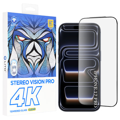Pellicola Protettiva Schermo Lito D+ Max 4K per Apple iPhone 17 Pro, Vetro Temperato, Full Glue, Nera