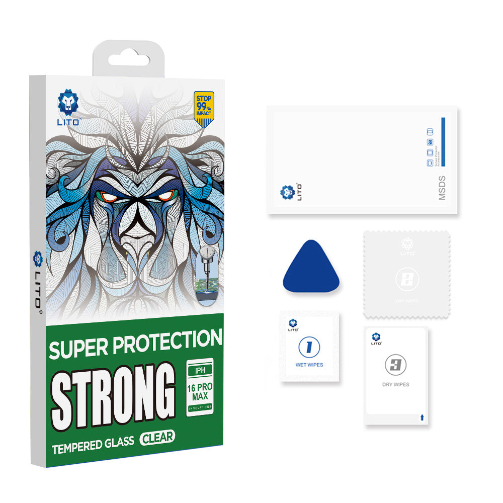 Pellicola Protettiva Schermo Lito D+ Max Strong per Apple iPhone 17 Pro Max, Vetro Temperato, Full Glue, Nera