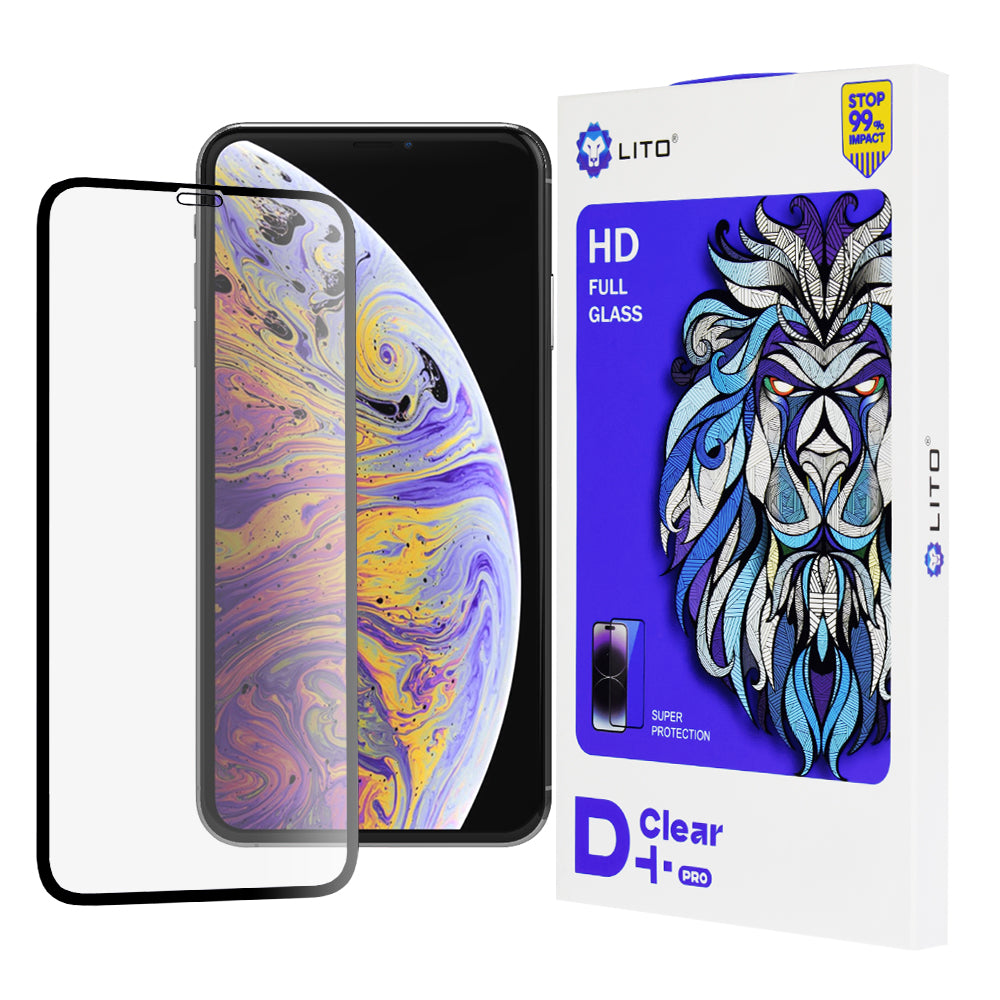 Pellicola protettiva per schermo Lito D+ Pro per Apple iPhone 11 Pro Max / XS Max, Vetro temperato, Full Glue, Nero
