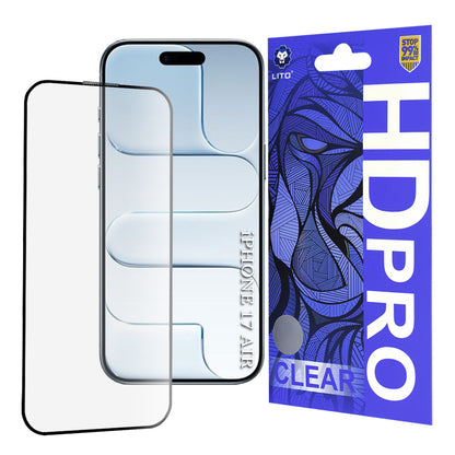 Lito HD Pro Clear Screen Protector for Apple iPhone 17 Air, Tempered Glass, Full Glue, Black