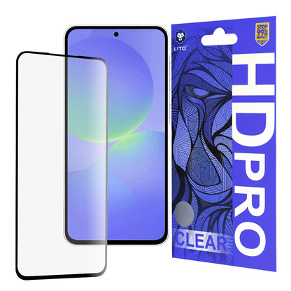 Pellicola protettiva per schermo Lito HD Pro Clear per Samsung Galaxy A36 A366, Vetro temperato, Colla completa, Nera