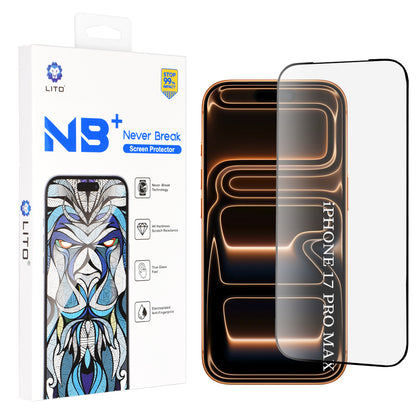 Pellicola Protettiva Schermo Lito NB per Apple iPhone 17 Pro Max, Vetro Temperato, Full Glue, Nera