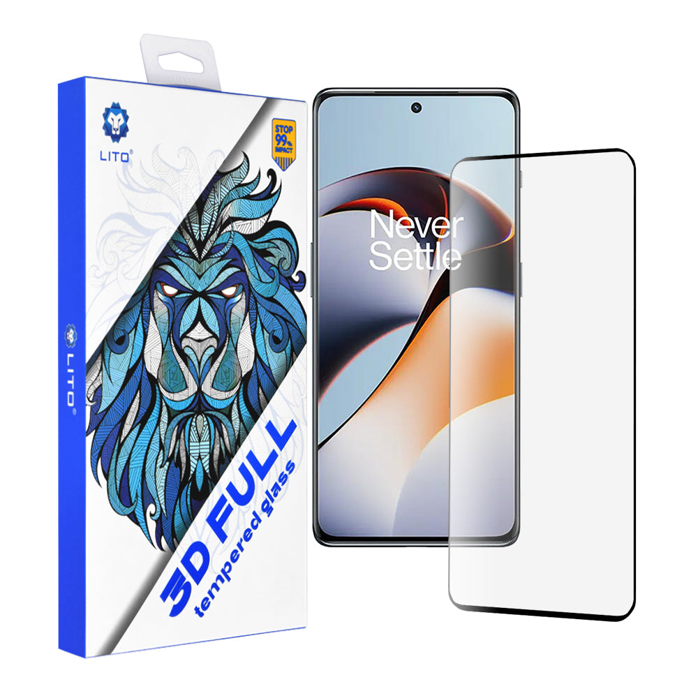 Pellicola protettiva per schermo Lito per OnePlus 11R, Vetro temperato, Full Glue, 3D, Nero