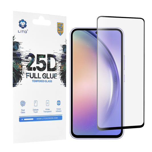 Pellicola protettiva per schermo Lito per Samsung Galaxy A54 A546, Vetro temperato, Full Glue, 2.5D, Nero