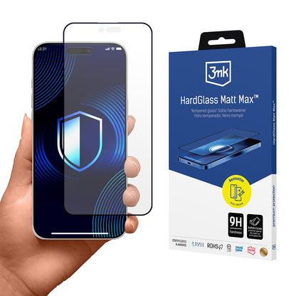 Pellicola Protettiva Schermo Matte 3MK HardGlass Max per Apple iPhone 17 Air, Vetro Temperato, Full Glue, Nera