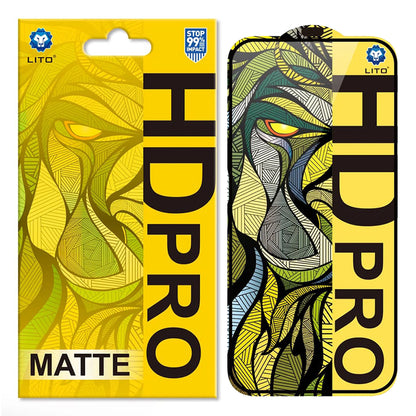 Pellicola protettiva per schermo opaca Lito HD Pro per Apple iPhone 16 Pro Max, vetro temperato, adesivo completo, nero