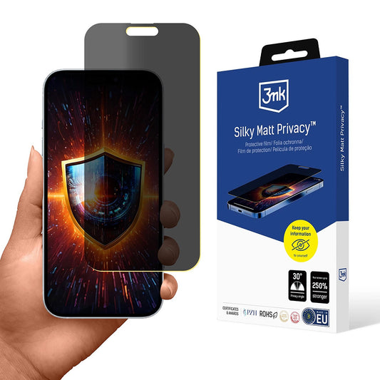 Pellicola Protettiva Schermo Matte Privacy 3MK Silky per Apple iPhone 17 Pro Max, Plastica