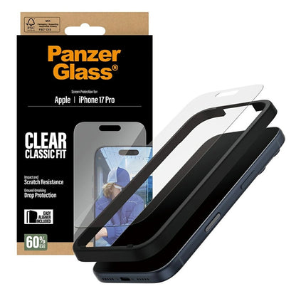 Pellicola protettiva Schermo PanzerGlass Classic Fit EasyAligner per Apple iPhone 17 Pro, Vetro Temperato, Full Glue