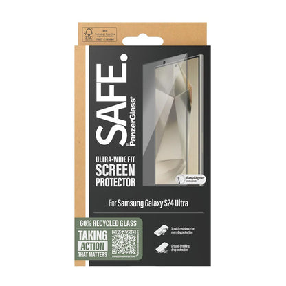 Pellicola Protettiva Schermo PanzerGlass Safe. Ultra-Wide Fit EasyAligner per Samsung Galaxy S24 Ultra S928, Vetro Temperato, Full Glue, Nera