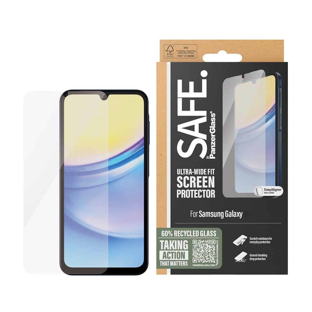 Pellicola Protettiva Schermo PanzerGlass Safe. Ultra-Wide Fit per Samsung Galaxy A16 5G A166 / A16 4G A165, Vetro Temperato, Full Glue.