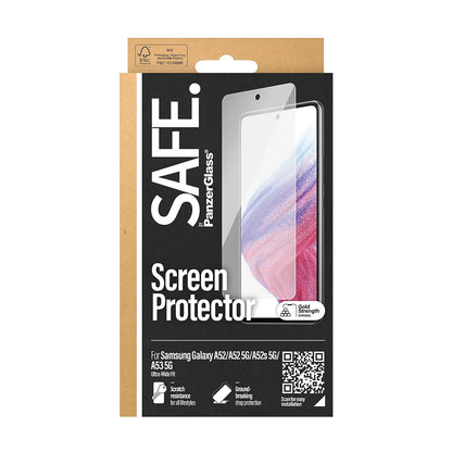 Pellicola Protettiva Schermo PanzerGlass Safe. Ultra-Wide Fit per Samsung Galaxy A53 5G A536 / A52s 5G A528 / A52 5G A526, Vetro Temperato, Full Glue