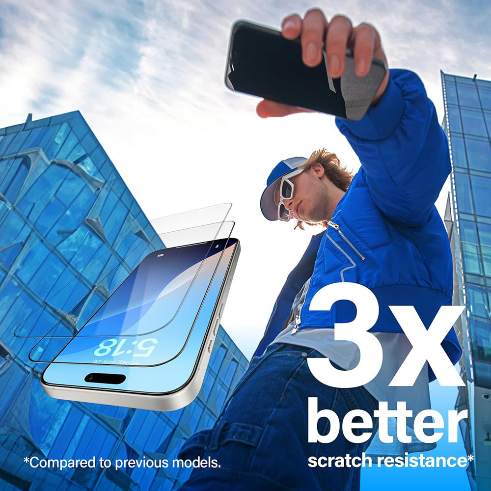 Pellicola protettiva schermo PanzerGlass Ultra-Wide Fit EasyAligner per Apple iPhone 17 / 16 Pro, Vetro Temperato, Full Glue, Nera