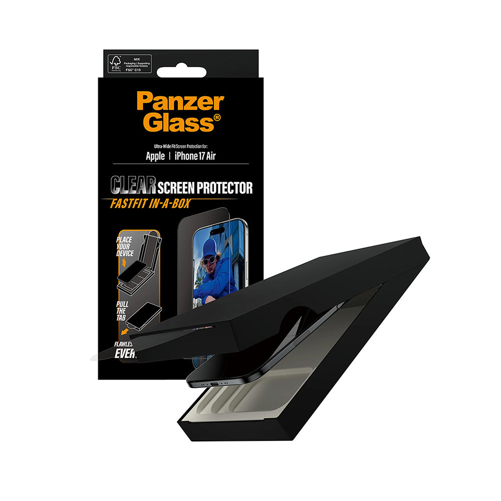 Pellicola Protettiva Schermo PanzerGlass Ultra-Wide Fit Fastfit per Apple iPhone 17 Air, Vetro Temperato, Full Glue, Nera