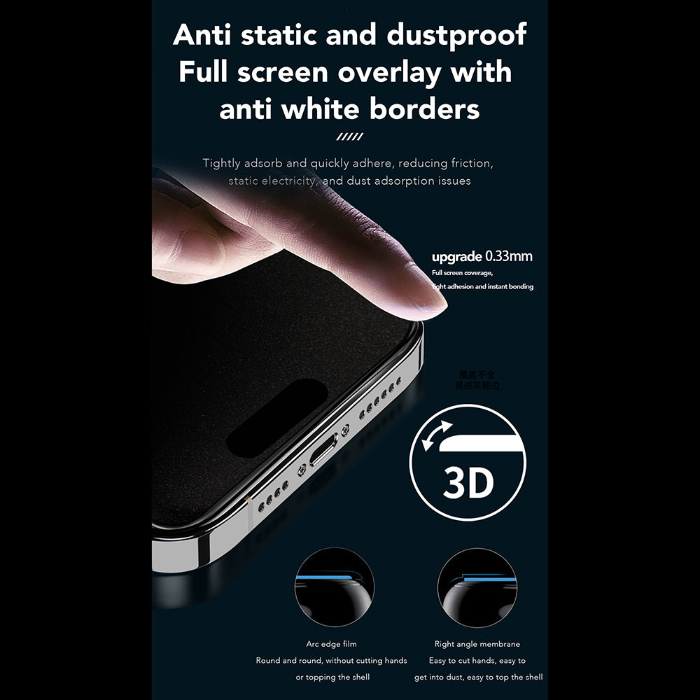 Pellicola protettiva per schermo Privacy Anank 1X Rinforzata 360 per Apple iPhone 15, Vetro Temperato, Colla Completa, 2.5D