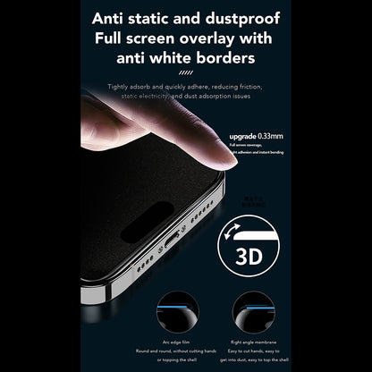 Pellicola protettiva per schermo Privacy Anank 1X Rinforzata 360 per Apple iPhone 15, Vetro Temperato, Colla Completa, 2.5D