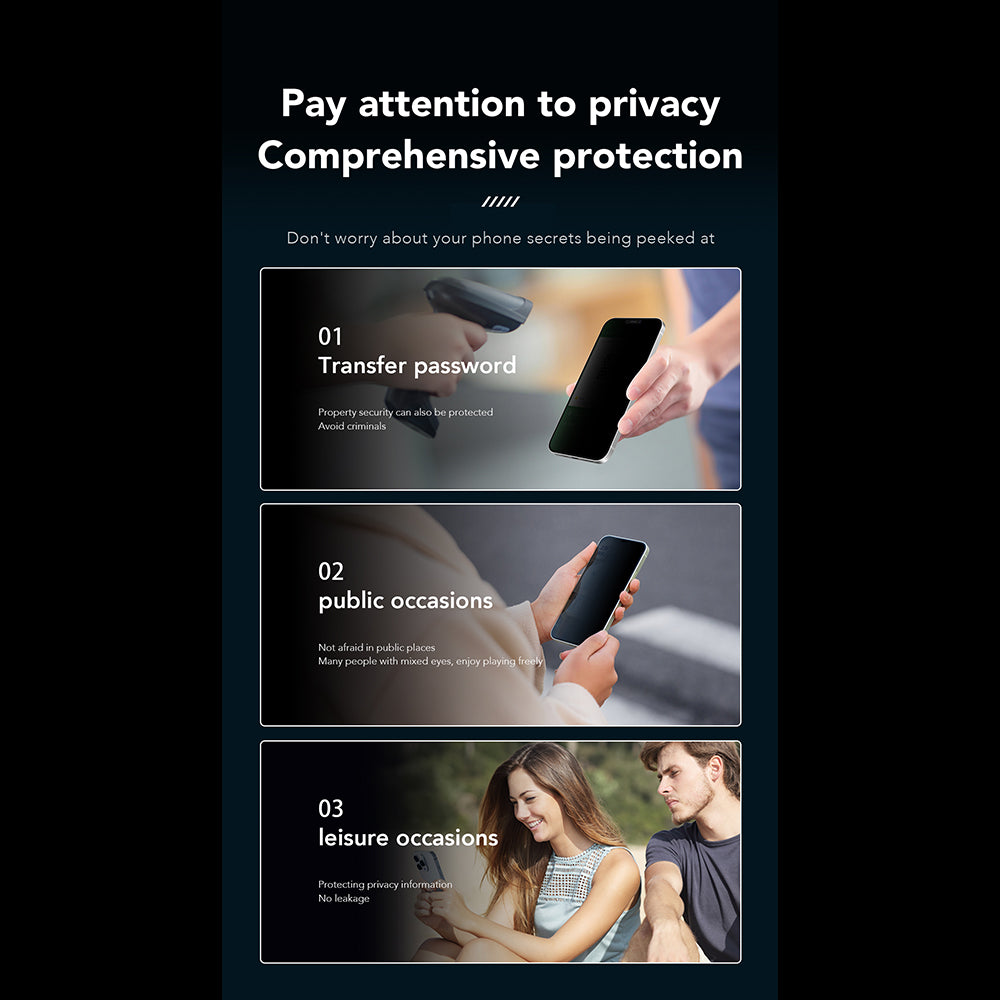 Pellicola protettiva per schermo Privacy Anank 1X Rinforzata 360 per Apple iPhone 15, Vetro Temperato, Colla Completa, 2.5D