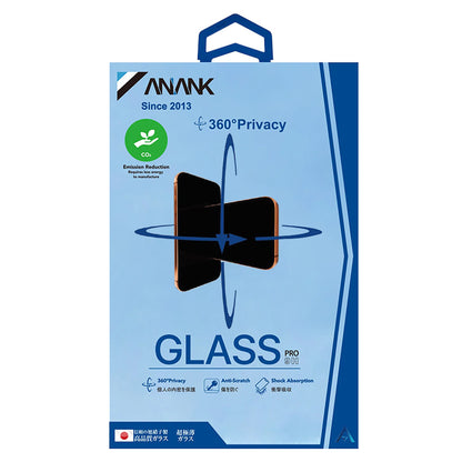Pellicola protettiva per schermo Privacy Anank 1X Rinforzata 360 per Apple iPhone 15, Vetro Temperato, Colla Completa, 2.5D