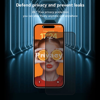 Pellicola protettiva per schermo Privacy Anank 2X Rinforzata per Apple iPhone 16 Pro Max, Vetro Temperato, Colla Completa, 2.5D