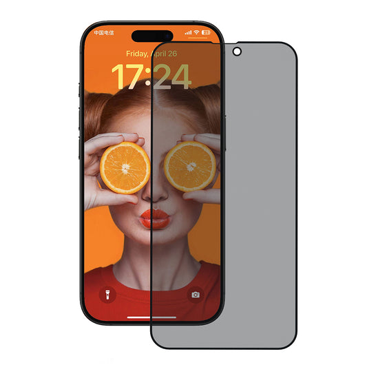 Pellicola protettiva per schermo Privacy Anank 3X Rinforzata per Apple iPhone 15 Pro Max, Vetro Temperato, Colla Completa, 2.5D
