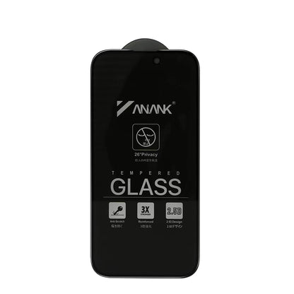 Pellicola protettiva per schermo Privacy Anank 3X Rinforzata per Apple iPhone 17e / 16e / 14 / 13 Pro, Vetro Temperato, Colla Completa, 2.5D