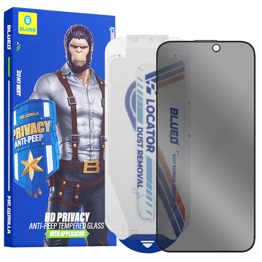 Pellicola Protettiva Schermo Privacy Blueo Anti-Peep Applicator Pro per Apple iPhone 16 Pro, Vetro Temperato, Colla Completa