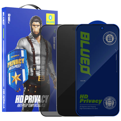 Pellicola protettiva per schermo Privacy Blueo Anti-Peep per Apple iPhone 15 Pro Max, Vetro Temperato, Full Glue