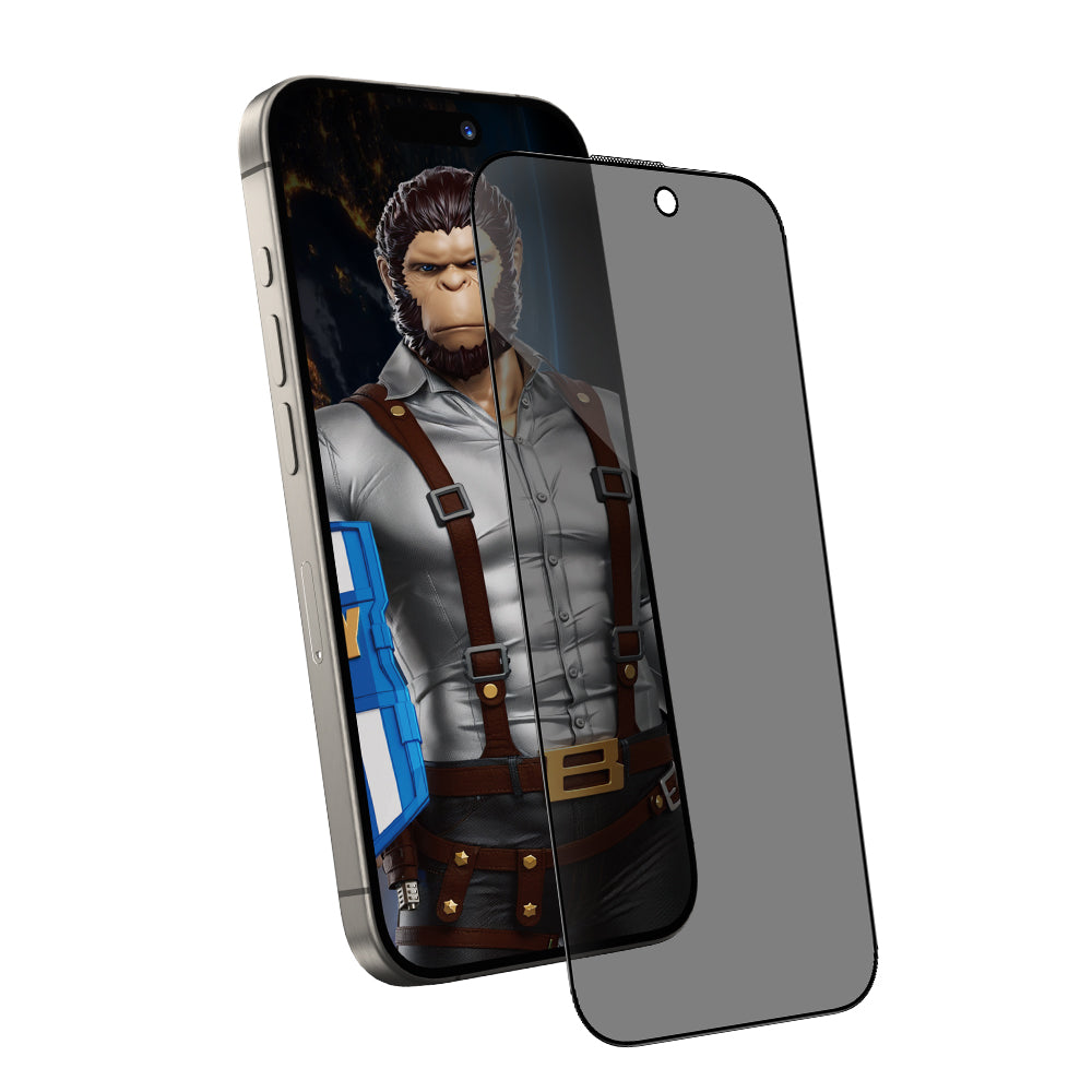 Pellicola protettiva per schermo Privacy Blueo Anti-Peep per Apple iPhone 15 Pro Max, Vetro Temperato, Full Glue