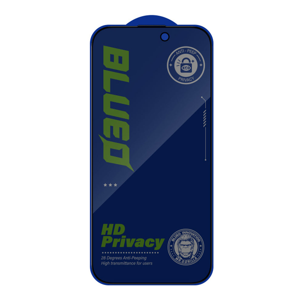 Pellicola protettiva per schermo Privacy Blueo Anti-Peep per Apple iPhone 15 Pro Max, Vetro Temperato, Full Glue