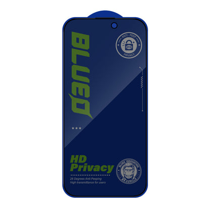 Pellicola protettiva per schermo Privacy Blueo Anti-Peep per Apple iPhone 15 Pro Max, Vetro Temperato, Full Glue