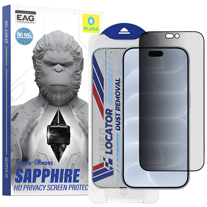 Pellicola protettiva per schermo Privacy Blueo Premium Sapphire Applicator per Apple iPhone 18 Pro, vetro temperato, Full Glue