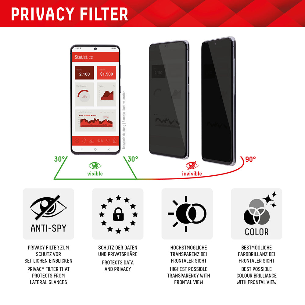 Pellicola Protettiva Schermo Privacy Displex Real Glass per Apple iPhone 16 Plus, Vetro Temperato, Full Glue