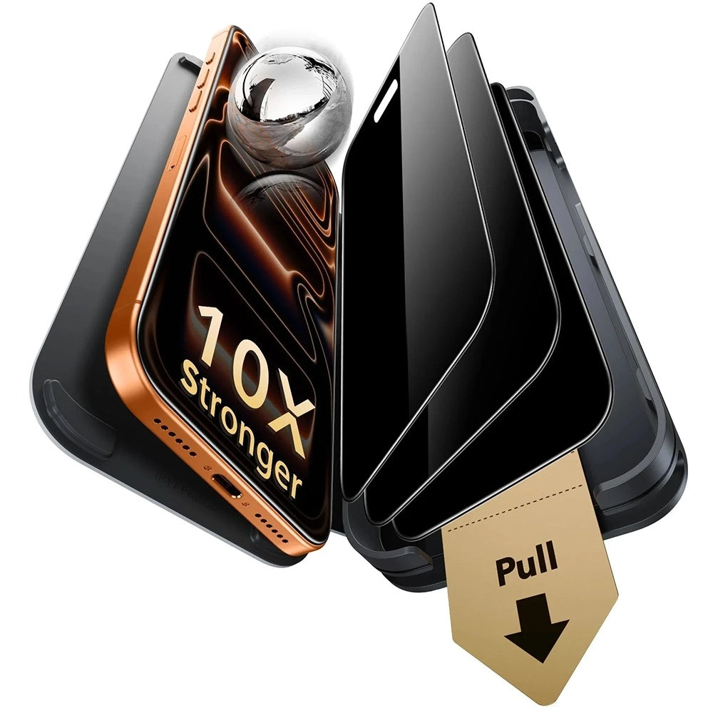 Pellicola protettiva per schermo Privacy ESR Armorite Pro UltraFit per Apple iPhone 18 Pro Max, Vetro temperato, Full Glue, Set da 3 pezzi
