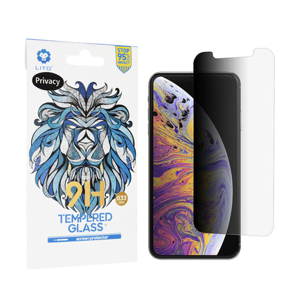 Pellicola protettiva per schermo Privacy Lito Classic per Apple iPhone 11 Pro Max / XS Max, Vetro Temperato, Full Glue, 2.5D