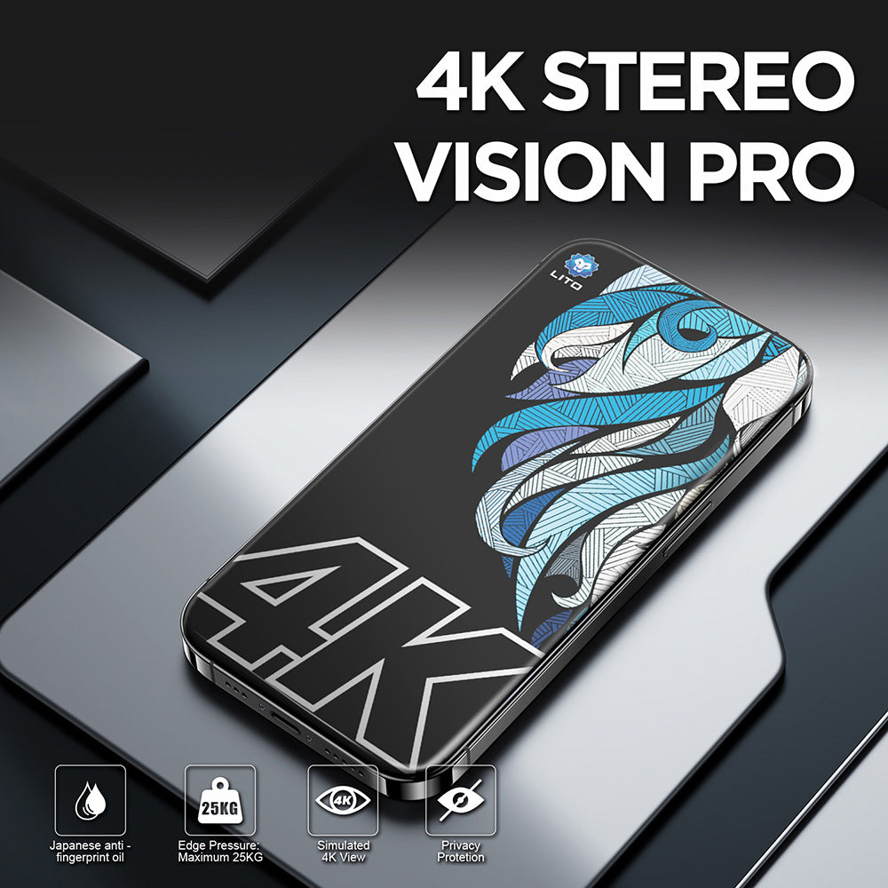 Pellicola Protettiva Schermo Privacy Lito D+ Max 4K per Apple iPhone 17 / 16 Pro, Vetro Temperato, Full Glue