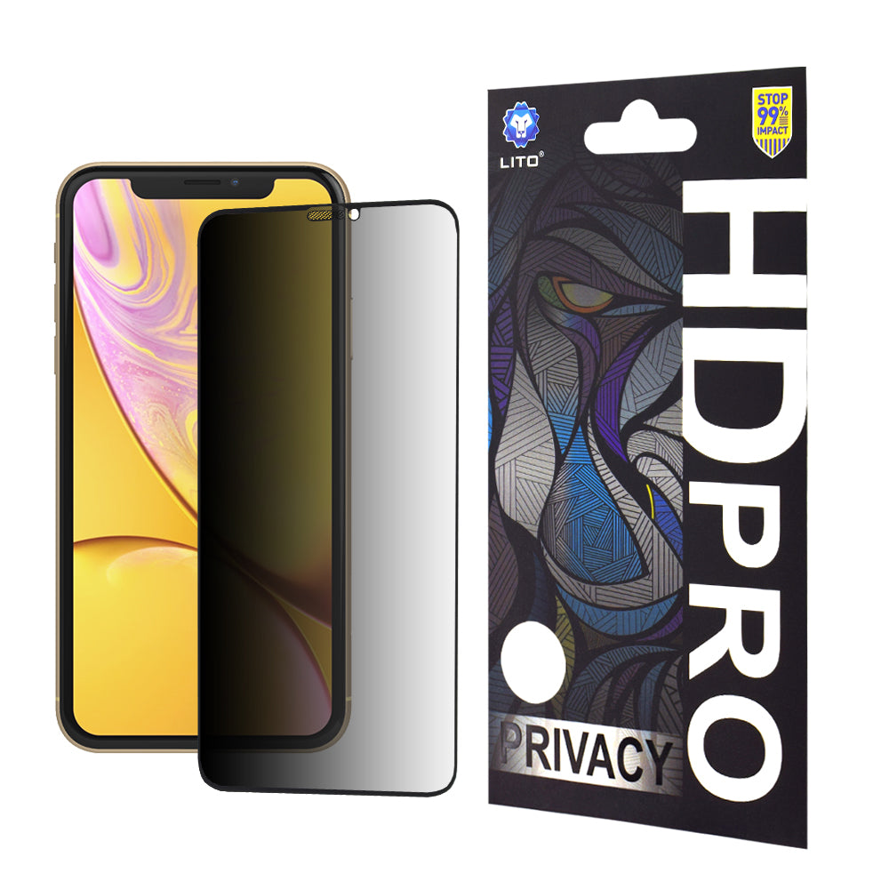 Pellicola protettiva per schermo Privacy Lito HD Pro per Apple iPhone 11 / XR, Vetro temperato, Full Glue