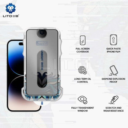 Pellicola protettiva per schermo Privacy Lito Magic Glass Box D+ Tools per Apple iPhone 14 Pro, Vetro Temperato, Colla Totale
