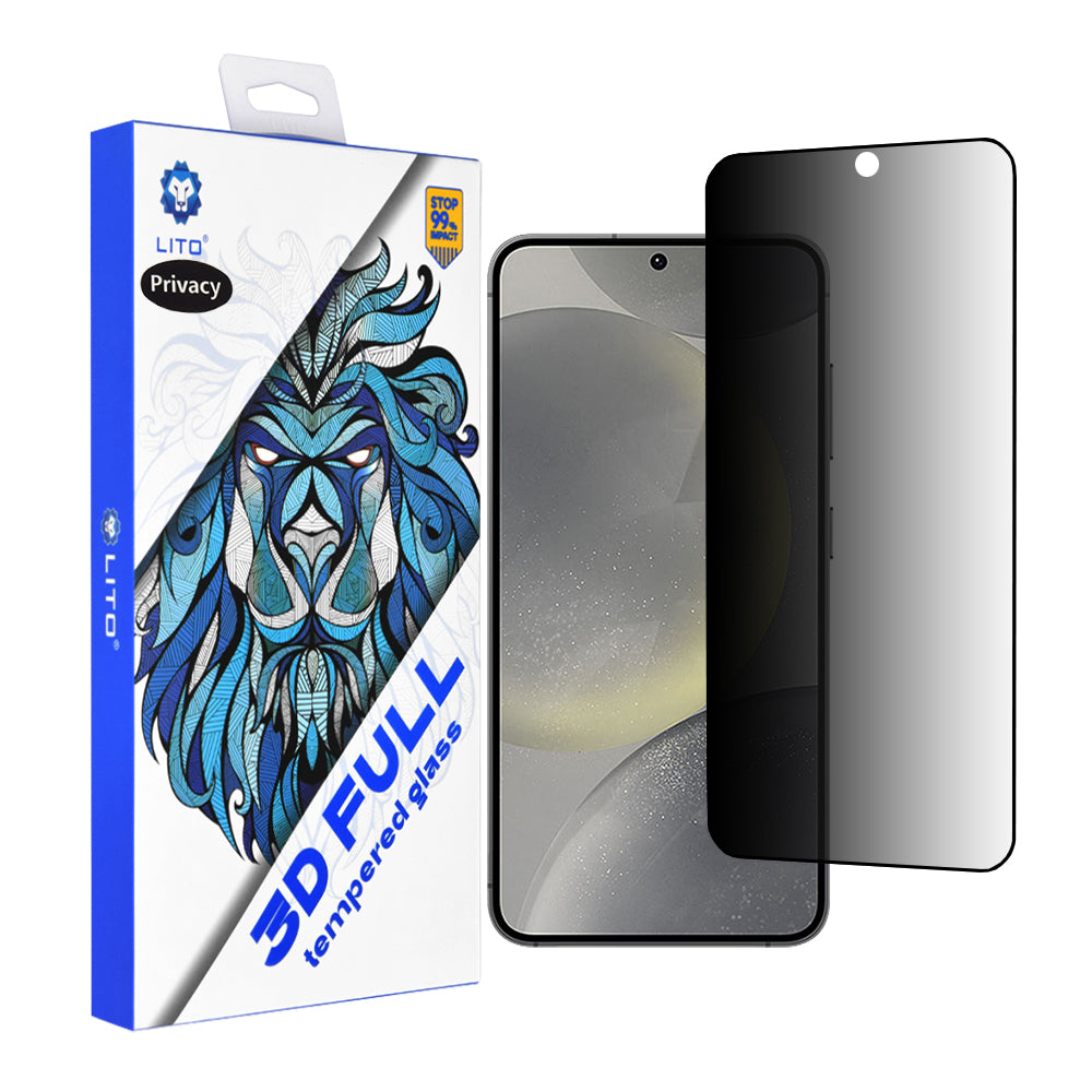 Pellicola protettiva per schermo Privacy Lito per Samsung Galaxy S25 S931 / S24 S921, Vetro Temperato, Full Glue, 3D