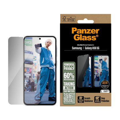 Pellicola Protettiva Schermo Privacy PanzerGlass Ultra-Wide Fit per Samsung Galaxy A56 A566, Vetro Temperato, Full Glue