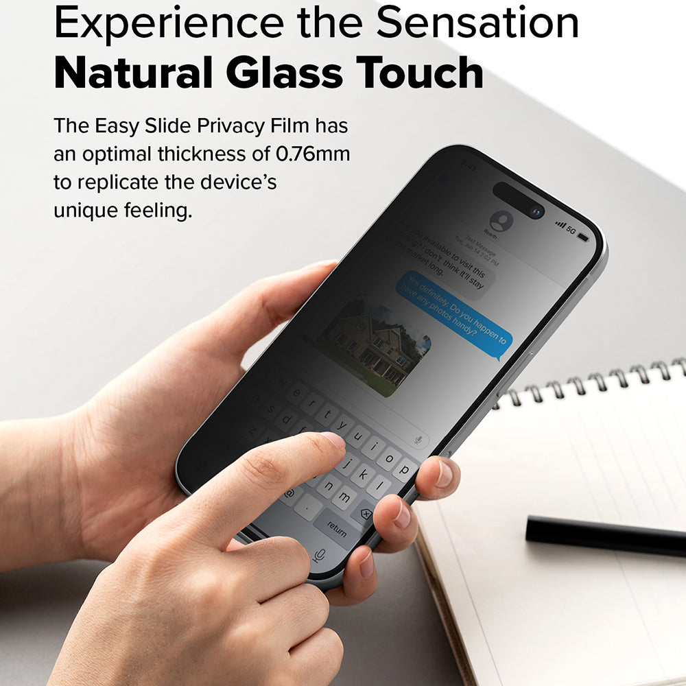 Pellicola Protettiva Schermo Privacy Ringke Easy Slide per Apple iPhone 16 Plus / 15 Plus, Vetro Temperato, Full Glue, Set 2 pezzi