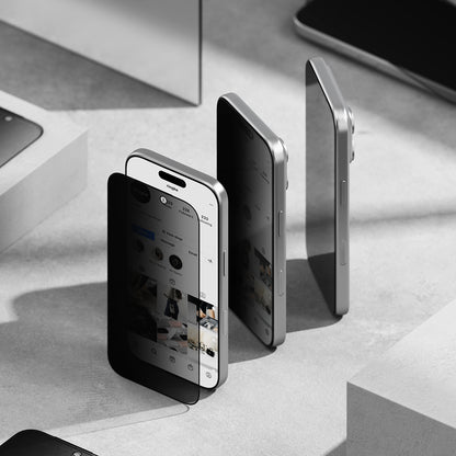 Pellicola protettiva per schermo Privacy Ringke Easy Slide per Apple iPhone 18 Pro, Vetro temperato, Colla completa, Set da 2 pezzi