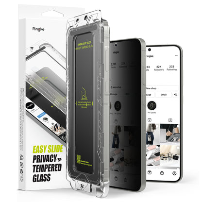 Pellicola protettiva per schermo Privacy Ringke Easy Slide per Samsung Galaxy S25+ S936, Vetro temperato, Colla completa, Set da 2 pezzi