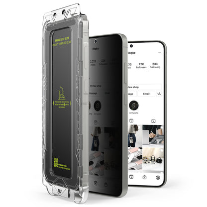 Pellicola protettiva per schermo Privacy Ringke Easy Slide per Samsung Galaxy S25+ S936, Vetro temperato, Colla completa, Set da 2 pezzi