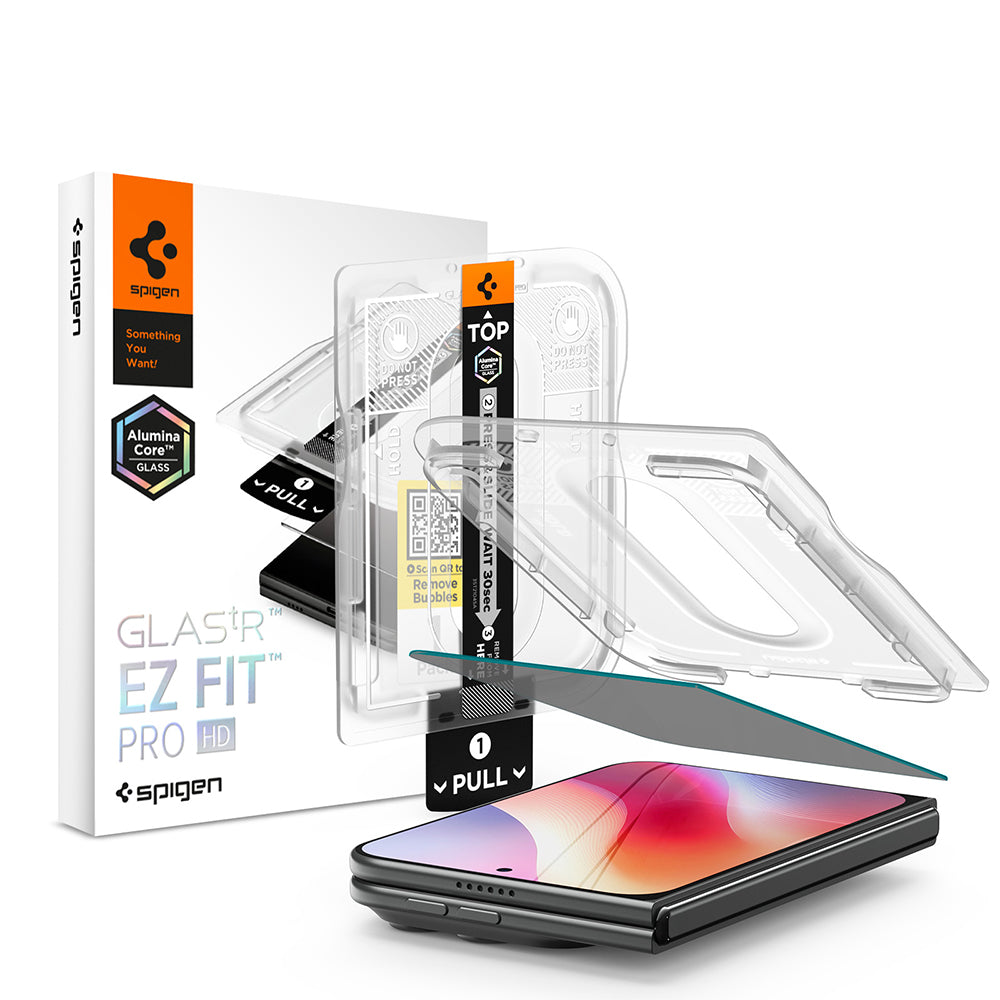 Pellicola protettiva per schermo esterno Privacy Spigen GlastR EZ FIT Pro HD per Apple iPhone Duo, Vetro temperato, Full Glue AGL12016