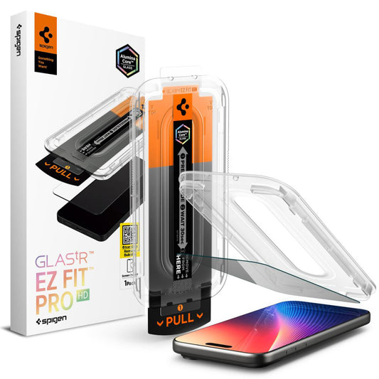 Pellicola Protettiva Schermo Privacy Spigen GlastR EZ FIT Pro per Apple iPhone 17 Pro / 17 / 16 Pro, Vetro Temperato, Full Glue