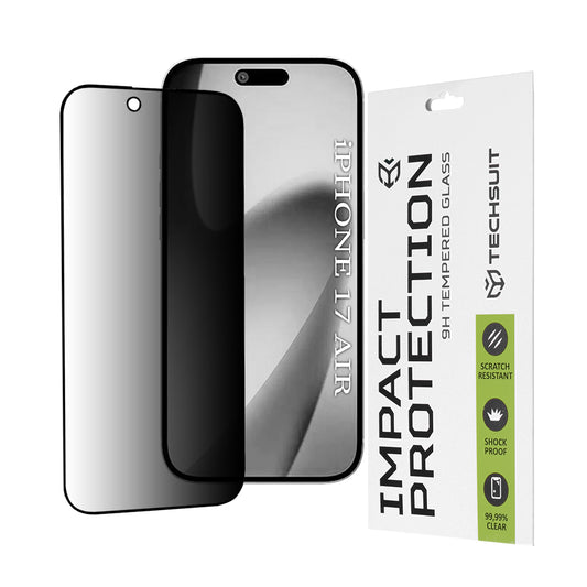 Pellicola Protettiva Schermo Privacy Techsuit per Apple iPhone 17 Air, Vetro Temperato, Full Glue, 111D