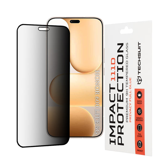 Pellicola Protettiva Schermo Privacy Techsuit per Honor 600 Lite, Vetro Temperato, Full Glue, 111D