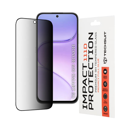 Pellicola protettiva per schermo Privacy Techsuit per Honor 600 Smart, Vetro temperato, Full Glue, 111D