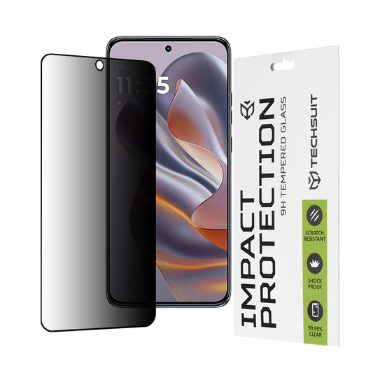 Pellicola protettiva per schermo Privacy Techsuit per Motorola Edge 50 Neo, Vetro Temperato, Full Glue, 111D