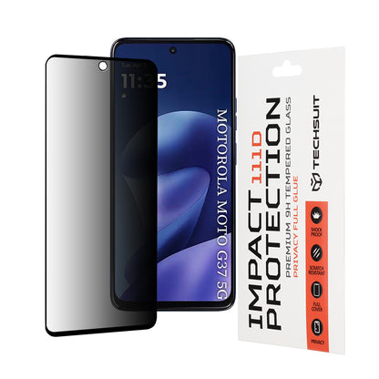Pellicola protettiva per schermo Privacy Techsuit per Motorola Moto G47 / G37 Power / G37, Vetro temperato, Full Glue, 111D