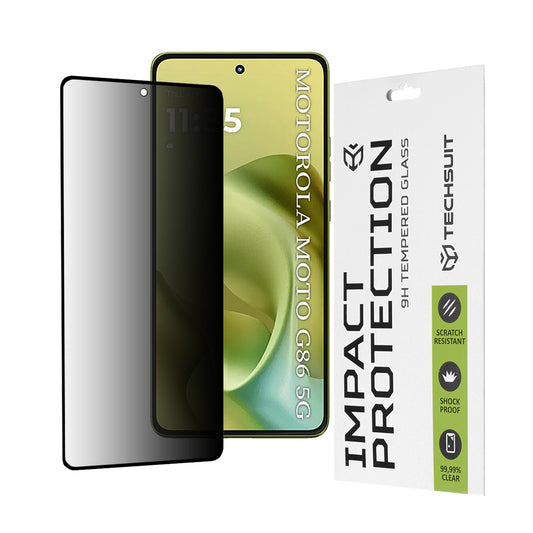 Pellicola protettiva per schermo Privacy Techsuit per Motorola Moto G86, Vetro temperato, Full Glue, 111D